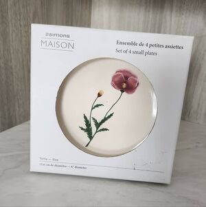 Retired Simons Maison Botanical Floral Plate Set Of Four Like New in Box SPRING